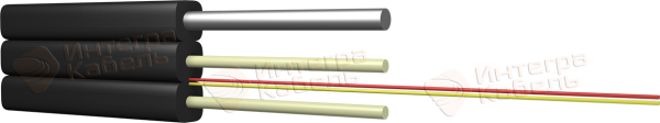 ИКД2Tнг(А)-HF-O-A2-0.3 FTTH кабель со стальной проволокой в качестве несущего силового элемента и усиливающими элементами из стеклопластиковых прутков, 2 волокна