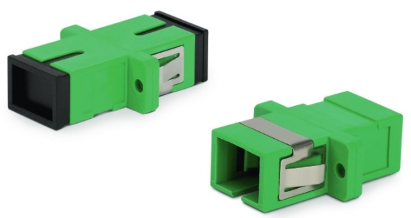 Hyperline FA-P11Z-SC/SC-N/BK-GN Оптический проходной адаптер SC-SC, APC, SM, simplex, корпус пластиковый, зеленый, черные колпачки