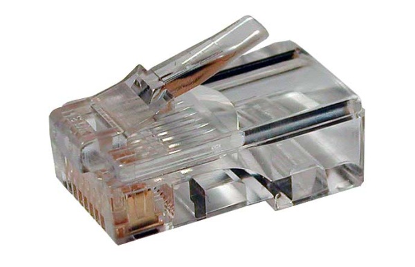Hyperline PLUG-8P8C-U-6-100 Разъем RJ-45(8P8C) под витую пару, категория 5e (50 µ"/ 50 микродюймов), универсальный (для одножильного и многожильного кабеля) (100 шт)